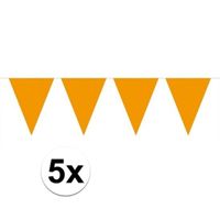 5 stuks Vlaggenlijnen/slingers XXL oranje 10 meter - thumbnail