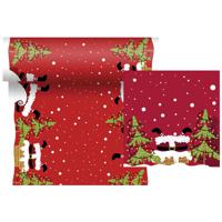 Kerstdiner tafelloper en 20x st servetten - rood - papier - kerst thema - kerst tafelversiering