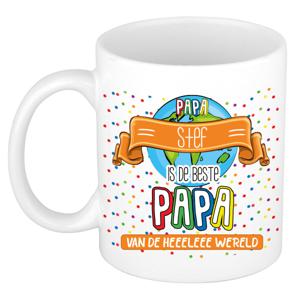 Naam mok papa Stef - wit - de beste - keramiek - 300 ml - Vaderdag/verjaardag