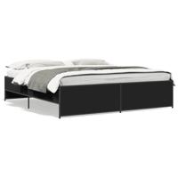 Bedframe bewerkt hout metaal zwart 180x200 cm