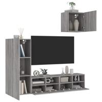 4-delige Tv-wandmeubelset bewerkt hout grijs sonoma 4-delige Tv-wandmeubelset bewerkt hout grijs sonoma