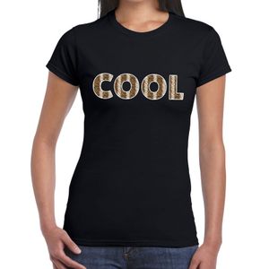 Cool tekst t-shirt zwart dames slangenprint