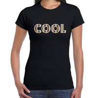 Cool tekst t-shirt zwart dames slangenprint - thumbnail