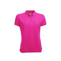 Dames basic poloshirt - fuchsia roze - korte mouw - getailleerd - katoen