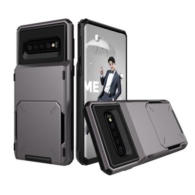 Schokbestendig TPU + PC beschermende case voor Galaxy S10 met kaartsleuf (zwart)