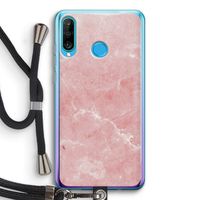 Roze marmer: Huawei P30 Lite Transparant Hoesje met koord