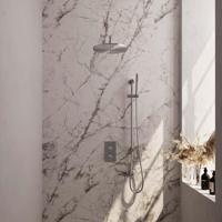 Brauer Brushed Carving Thermostatische Regendoucheset Inbouw - Hoofddouche 30 cm - Gebogen Wandarm - 3 Weg - Handdouche Staaf - Doucheslang - Geintegreerde Glijstang - Rvs