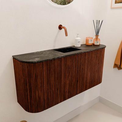 Toiletmeubel Mondiaz Joya Dlux | 93.2 cm | Meubelkleur Ruby | Faye wastafel Lava Wasbak Midden | Zonder kraangat(en)