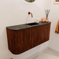 Toiletmeubel Mondiaz Joya Dlux | 93.2 cm | Meubelkleur Ruby | Faye wastafel Lava Wasbak Midden | Zonder kraangat(en)