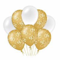 Paperdreams 50 jaar leeftijd thema Ballonnen - 24x - goud/wit - Verjaardag feestartikelen - Ballonnen - thumbnail