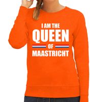 I am the Queen of Maastricht Koningsdag sweater / trui oranje voor dames