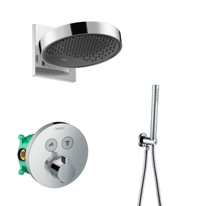 Hansgrohe Rainfinity inbouw regendouche waterbesparend met thermostaatkraan Shower Select en Saniclear handdouche chroom