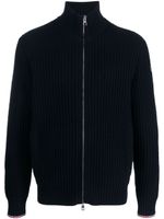 Moncler cardigan nervuré à fermeture zippée - Bleu