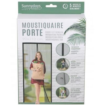 Insecten deur hor/gordijn - zwart - magnetisch - polyester - 90 x 210 cm