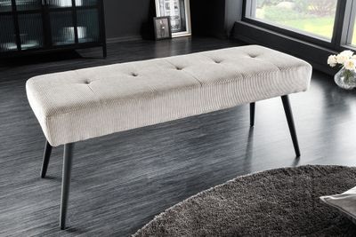 Design bank BOUTIQUE 100cm lichtgrijs koord zwart metalen poten - 43317