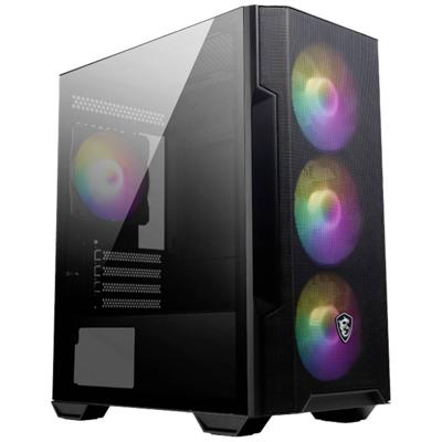 MSI M100R Midi-tower PC-behuizing Zwart 4 voorgeïnstalleerde LED-ventilators, Stoffilter, Zijvenster