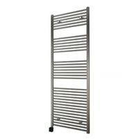 Sanicare elektrische design radiator 60x172 inox-look met Bluetooth en thermostaat links zwart