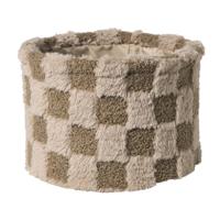 Mand geruit rond maat XL - bruin - ø24x18 cm Mand geruit rond maat XL - bruin - ø24x18 cm
