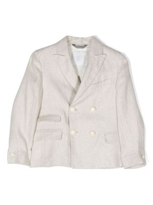 Eleventy Kids blazer en lin à boutonnière croisée - Tons neutres