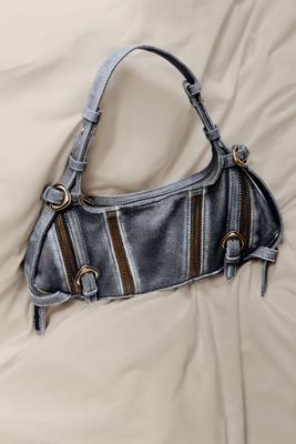 Middelgrote tas van denim leer studio - MATERIAL FINISHES - U