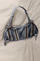 Middelgrote tas van denim leer studio - MATERIAL FINISHES - U