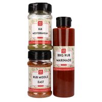 BBQ Kruiden Pakket | Dry Rubs + Vloeibare BBQ Marinade op Oliebasis