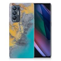 OPPO Find X3 Neo TPU Siliconen Hoesje Marble Blue Gold - thumbnail