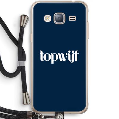 Topwijf Navy: Samsung Galaxy J3 (2016) Transparant Hoesje met koord