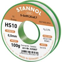 Stannol HS10 2,5% 0,5MM SN99,3CU0,7 CD 100G Soldeertin, loodvrij Loodvrij, Spoel Sn99,3Cu0,7 ROM1 100 g 0.5 mm