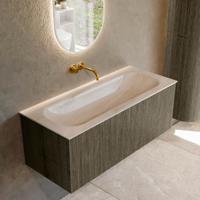 Badmeubel Mondiaz Kurve-Dlux | 110 cm | Meubelkleur Shadow | Wastafelkleur Meli | Solid surface | Wasbak midden spoelbak | Zonder kraangat(en)