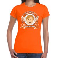 Koningsdag Willem drinking team t-shirt oranje dames 2XL  -