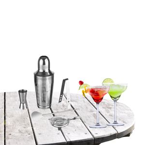 Cocktailshaker set RVS 5-delig inclusief 4x margarita glazen 250 ml   -