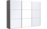 Goossens Kledingkast Easy Storage Sdk, 303 cm breed, 220 cm hoog, 2x 3 paneel glas schuifdeuren en 1x 3 paneel spiegel schuifdeur midden
