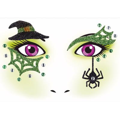 Halloween Gezicht stickers - heks - multi kleuren - volwassene - gezichtdecoratie