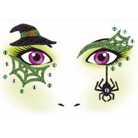 Halloween Gezicht stickers - heks - multi kleuren - volwassene - gezichtdecoratie