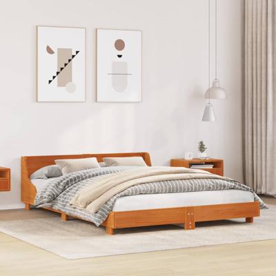 Bedframe zonder matras massief grenenhout wasbruin 120x200 cm