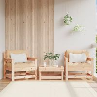 Tuinstoelen 2 st met kussens massief grenenhout