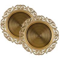 Diner/kerstdiner onderborden - 2x st - goud - D32,5 x H2 cm - gerecycled plastic - rond