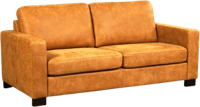 Cognac leren moderne 2.5-zitsbank Energy - poot hout bruin - Kenia Leer Cognac (cognac leer)