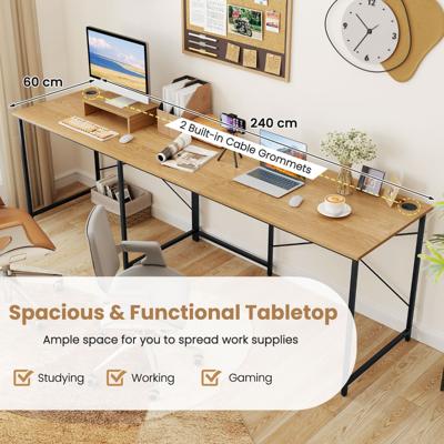 L-VormigComputerbureau 240 CM Converteerbaar Hoekbureau met Verwijderbare Monitorbevestiging