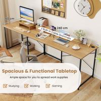 L-VormigComputerbureau 240 CM Converteerbaar Hoekbureau met Verwijderbare Monitorbevestiging