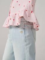 Wijde meisjesjeans gebleekt denim