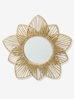 Spiegel in de vorm van een bloem in papierkoord beige