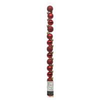 Kleine kerstballen - 14x stuks - rood - 3 cm - kunststof - onbreekbaar - thumbnail