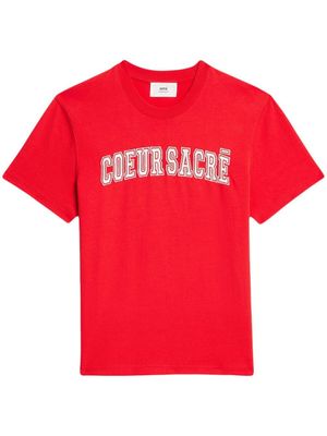 AMI Paris t-shirt en coton à logo brodé - Rouge
