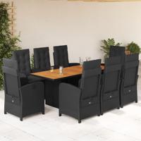 9-delige Tuinset poly rattan zwart