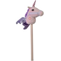 Roze eenhoorn stokpaardje met geluid 68 cm voor kinderen - thumbnail