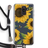 Sunflower and bees: Samsung Galaxy J8 (2018) Transparant Hoesje met koord