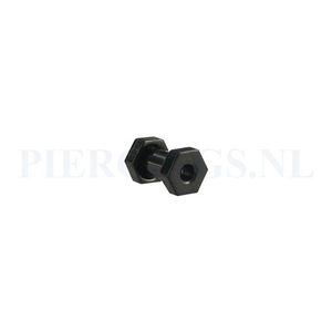 Tunnel zeshoek zwart 4 mm 4 mm