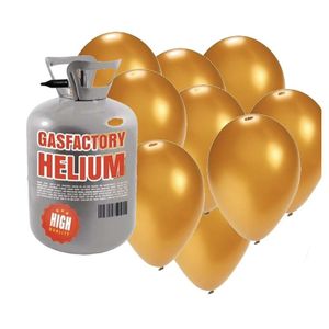 Helium tank met 30 gouden ballonnen